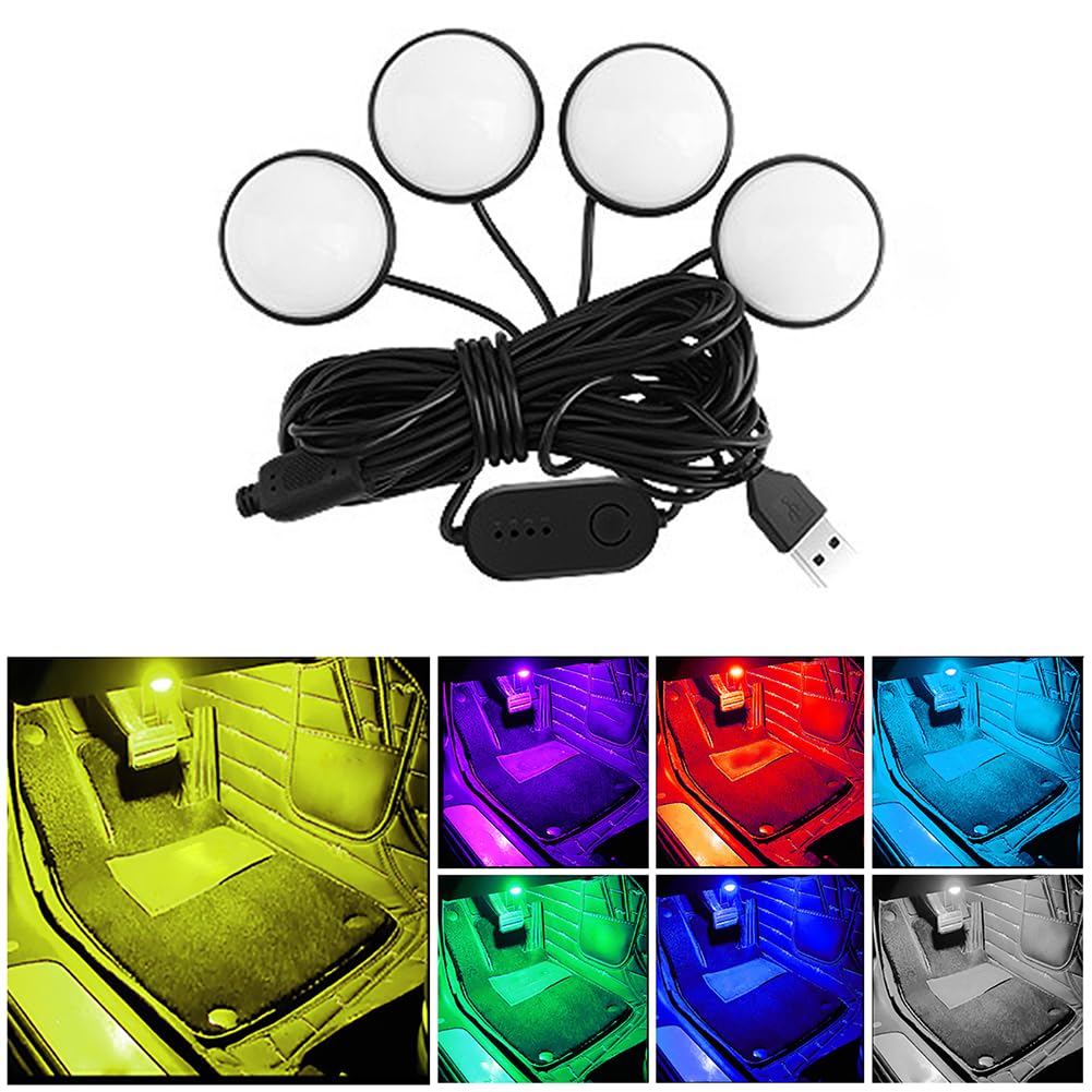 Amazon | 車用LEDアンビエントライト、車用フットライト、USB電源 車両